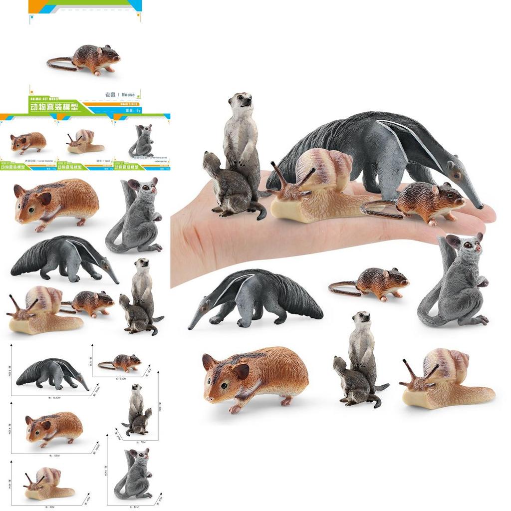 Очаровательные пластиковые фигурки лесных животных с хомяком, улиткой, сахарным поссумом, мышью, сурикатом и муравьедом для творческой игры