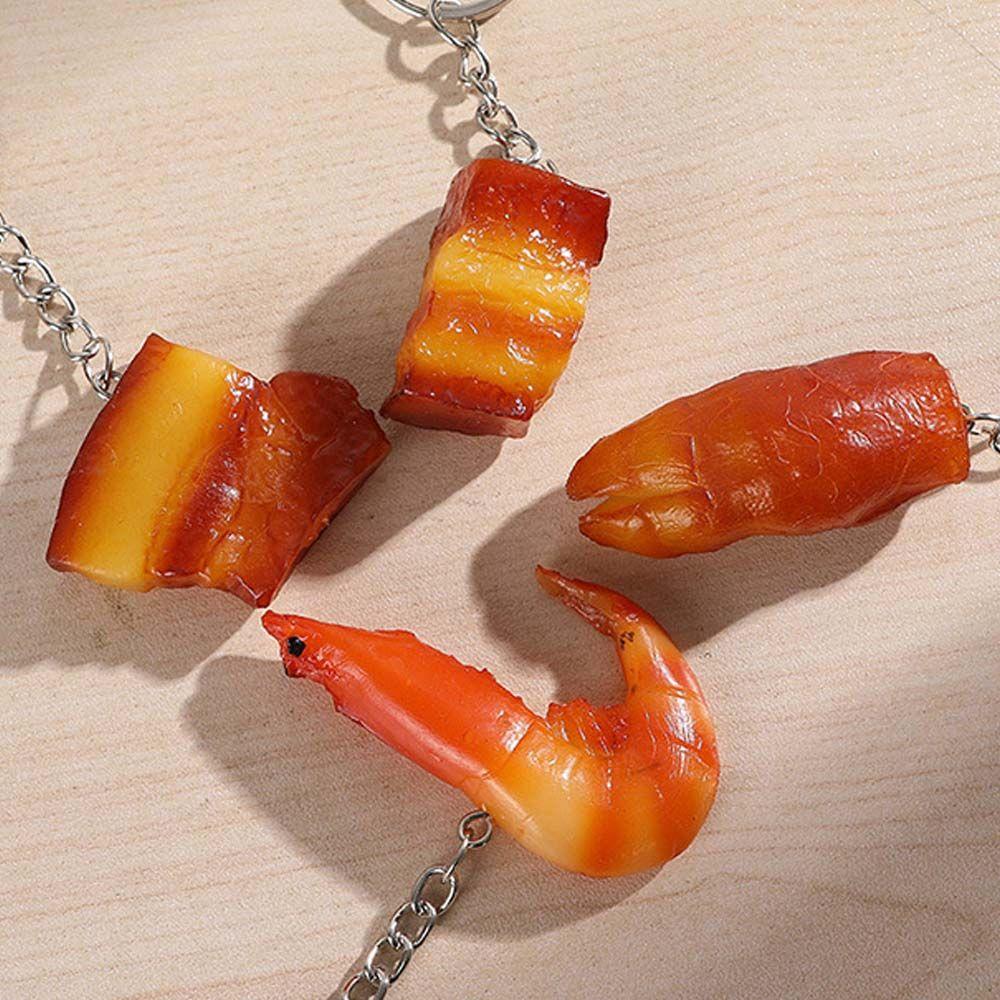 Wings Pork Belly Drumstick Fashion Jewelry Fast Food Key Ring Simulation Food Keychains Bag Pendant