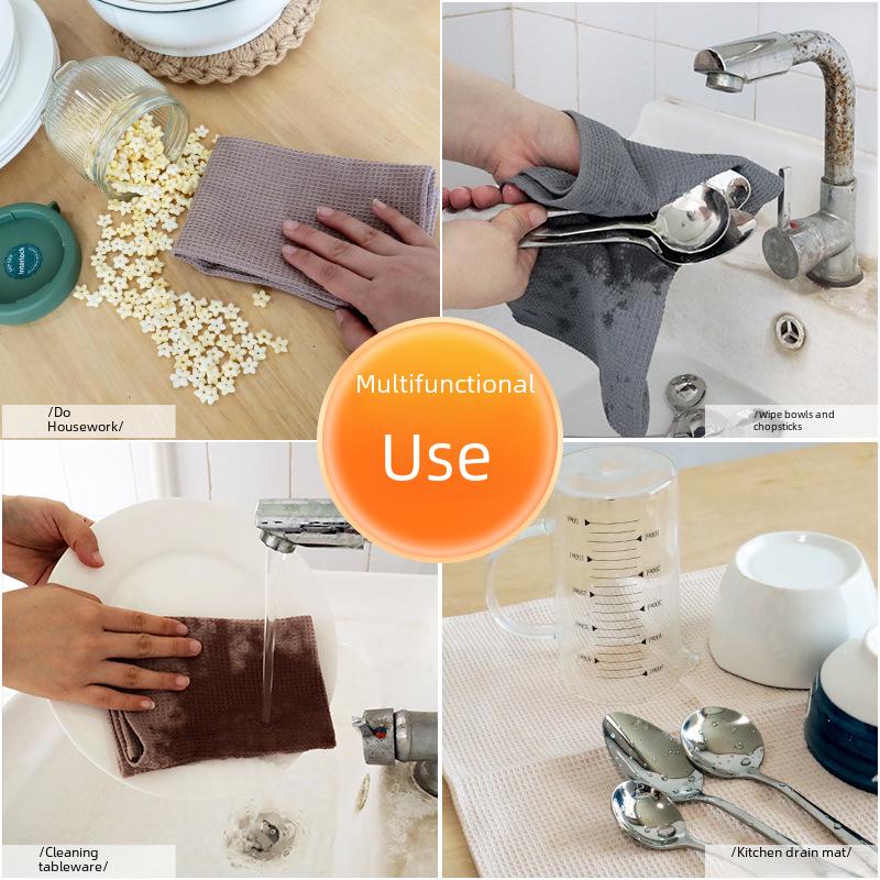 Набор полотенец для мытья посуды и губок из вафельного хлопка с рисунком «Ананас»