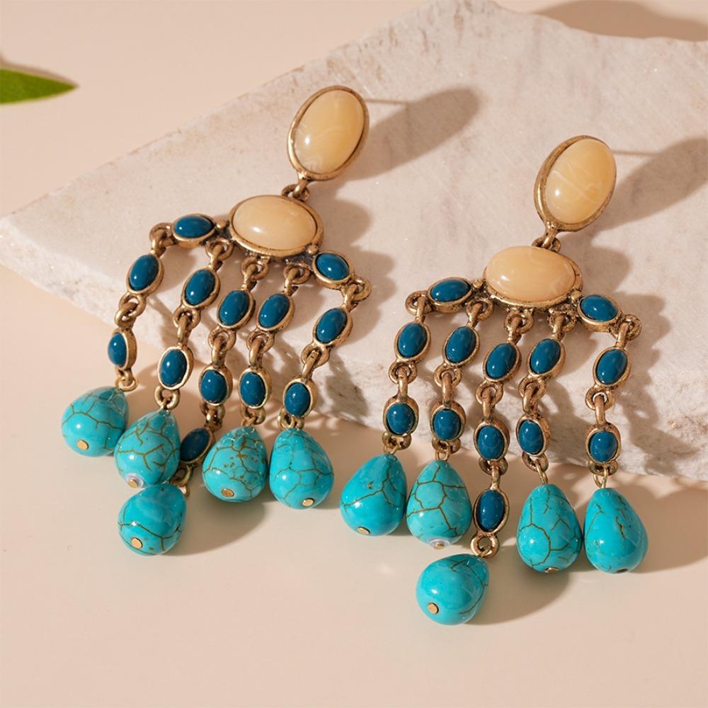 Turquoise Bohemian Turquoise Earrings Bohemia Style Earrings Pendant  Beach