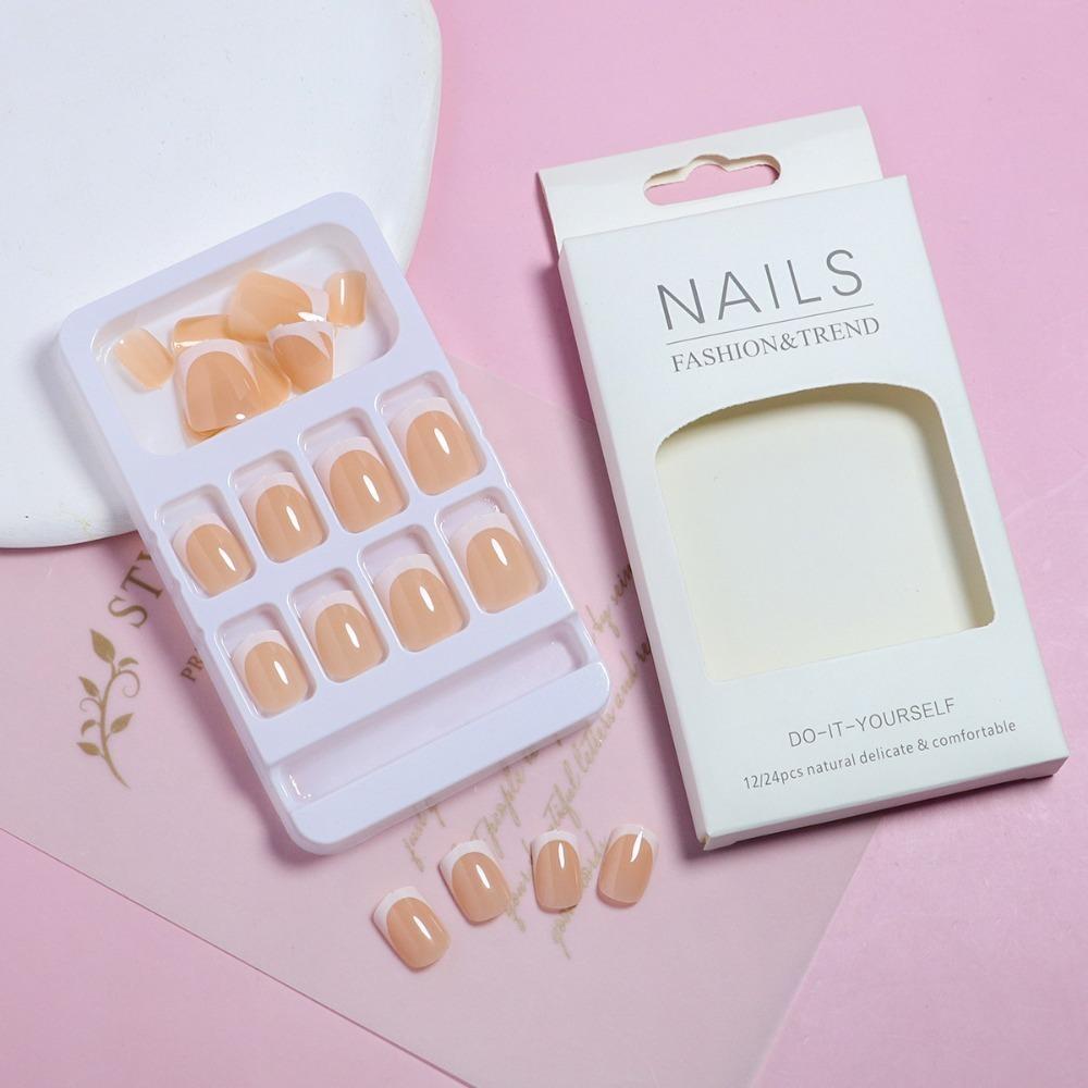 Французские накладные ногти средней длины накладные ногти модные накладные ногти для девочек