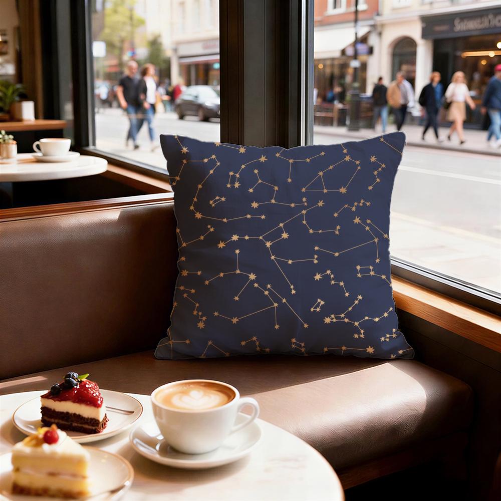 Constellation Pattern Cushion Cover Set of Decorative Short Plush Pillow Covers for Sofa Soft Cushion Case x cm