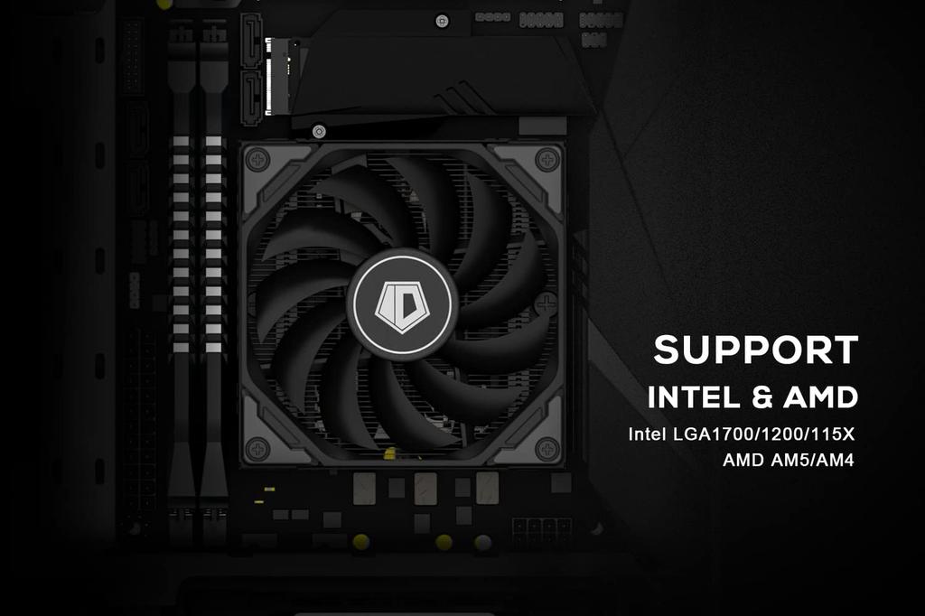 47mm Height Thin CPU Cooler 4 Heat Pipes CPU Air Cooler for Small Form Factor Builds 92x92x15mm Slim Fan Compatible with Intel ID-COOLING IS-47-XT