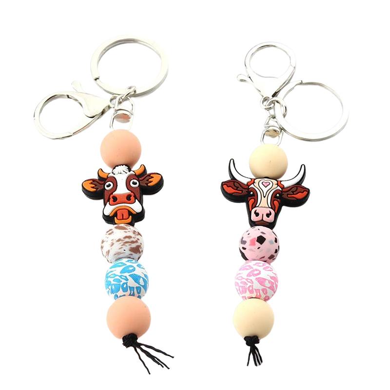 1PC New Cartoon Bag Pendant Diy Small Accessories Cute Small Gifts Silicone Wooden Beads Keychain