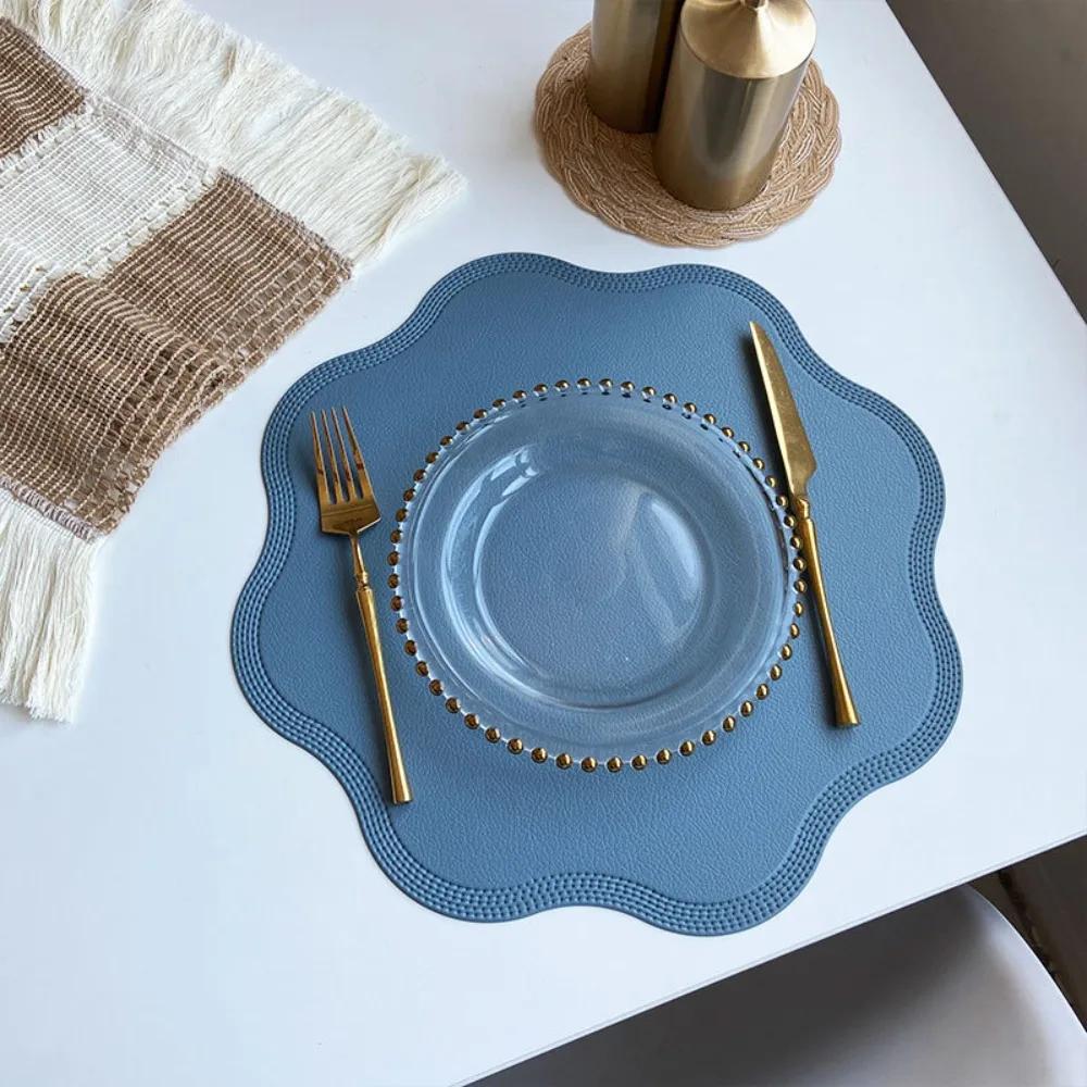 Кожаные подставки под тарелки в форме цветка, термостойкие, моющиеся, кухонные, для столовой посуды, противоскользящие, маслостойкие, подставки для сервировки стола, бары, кофейни