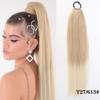 24 Inch Yaki Straight Synthetic Ponytail Hairpiece with Wrap Around Puff  Elastic Band  Natural Look Hair Extension for Women