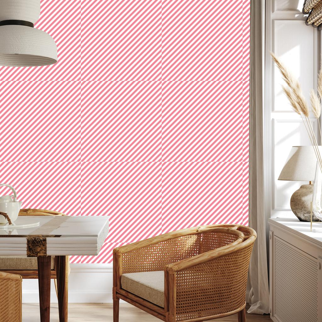 Wallpaper Stripes Coral, White and Powder Pink for Living Room and Bedroom 50x1000