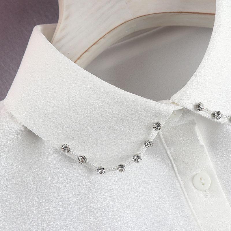 Универсальный фальшивый воротник Женская рубашка Декоративный воротник Свитер Аксессуар Воротник рубашки Белый фальшивый воротник с бусинами