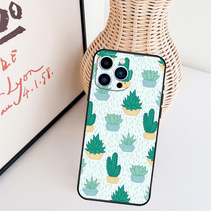 Чехол с узором кактуса для iPhone 11 12 13 14 16 15 Pro Max Mini X XS Max XR Plus Чехол