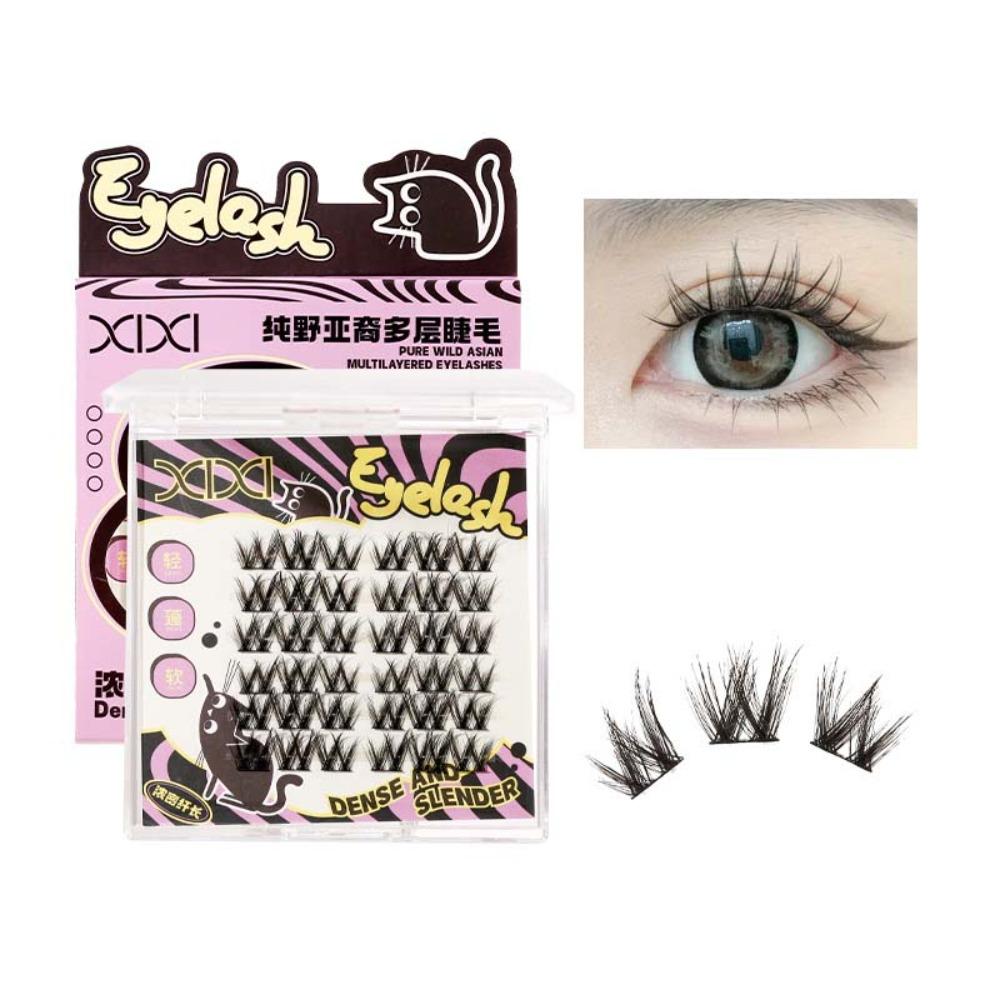 DIY Креативные Накладные Ресницы Кошачий Глаз Наращивание Ресниц Индивидуальные Кустовые Ресницы Женщины