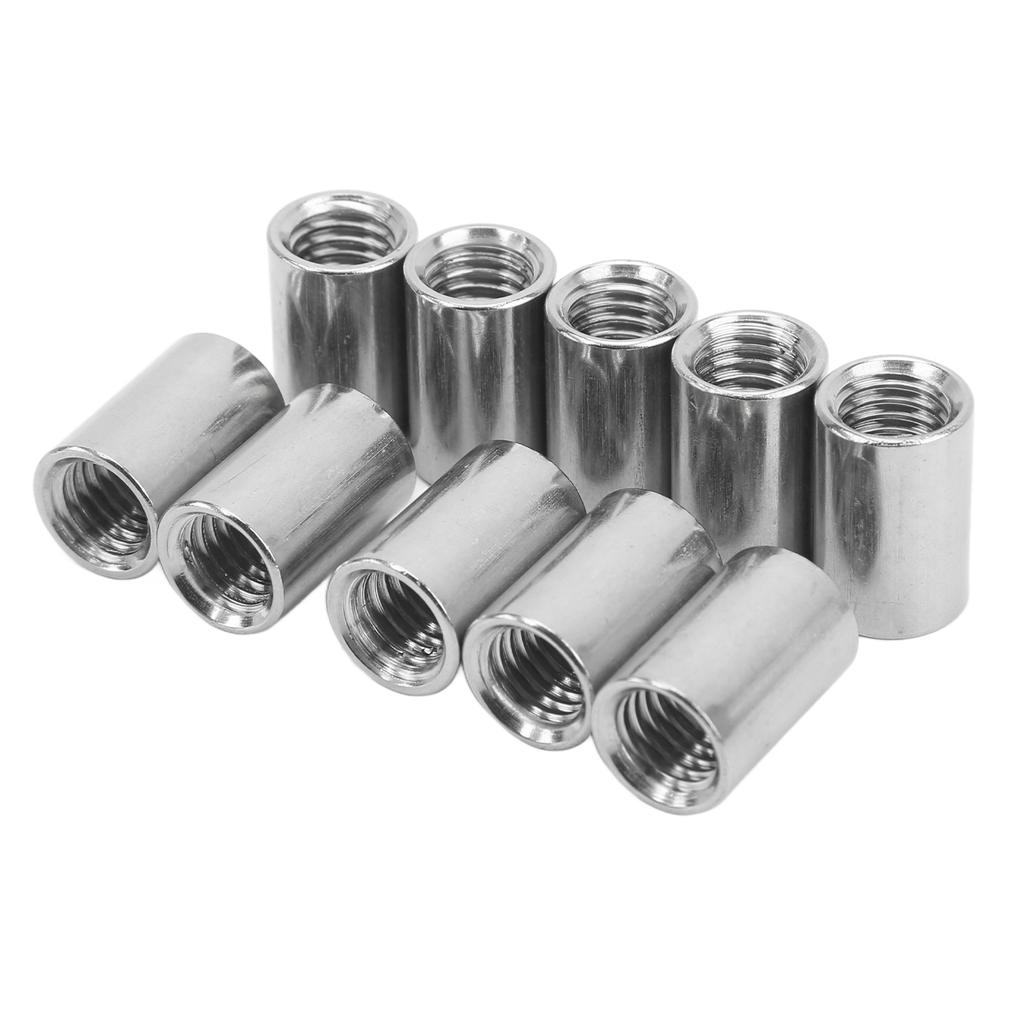 10 Pcs Round Connector Nut M10x1.5 L20mm Stainless Steel Female Thread Round Coupling Nuts Threaded