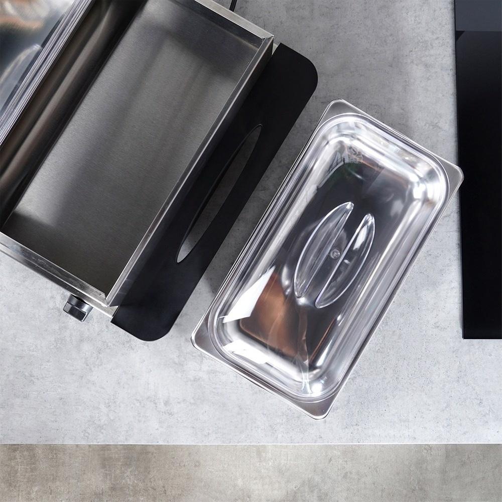 Electric food warmer, steel, 2 inserts