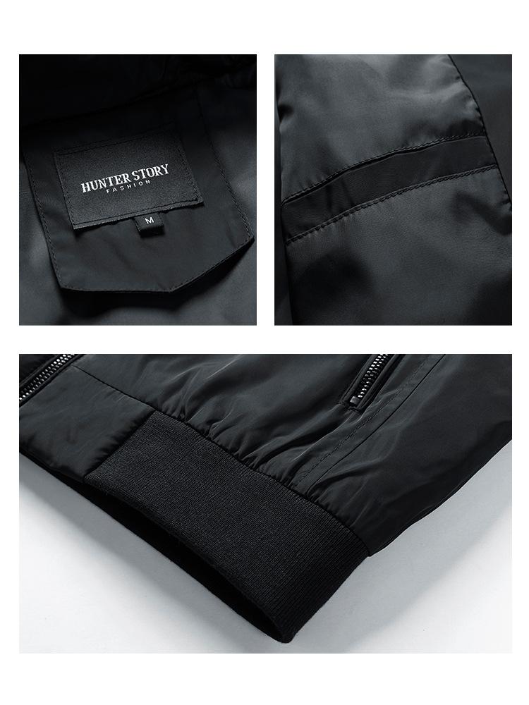 Men's Spring and Autumn Removable Hooded Jacket Casual Sports Thin Cotton Coat Business Trend Men's Wear