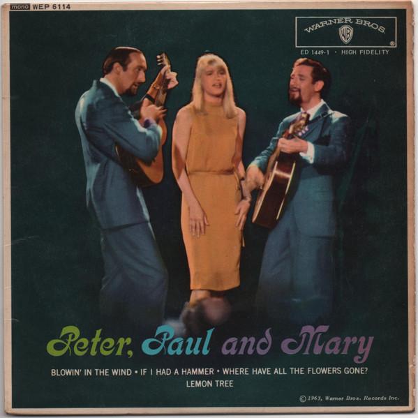 7-дюймовая пластинка PETER, PAUL & MARY - Peter, Paul And Mary WEP6114 Warner Bros. Ре 1963 Великобритания Фолк Б/У