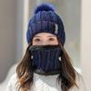Women's Winter Knitted Wool Hat with Velvet Lining and Fashionable Scarf Set