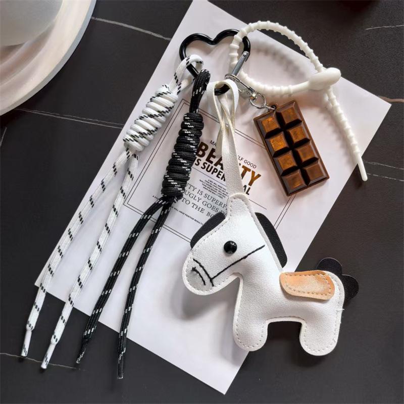3D Милый Животный Брелок Креативный Брелок-Подвеска в Форме Лошадки Талисман Года Лошади Декорация Плетеная Веревка Шоколадный Брелок Подарок