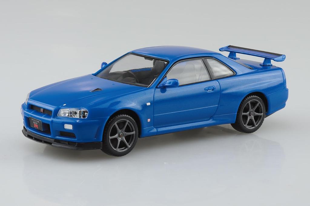 Aoshima Bunka Kyozai Rakupla Snap Kit Nissan R34 Skyline Bayside Blue Пластиковая модель 1/32 No.12-BB GT-R Pre-Colored (Автомобиль)
