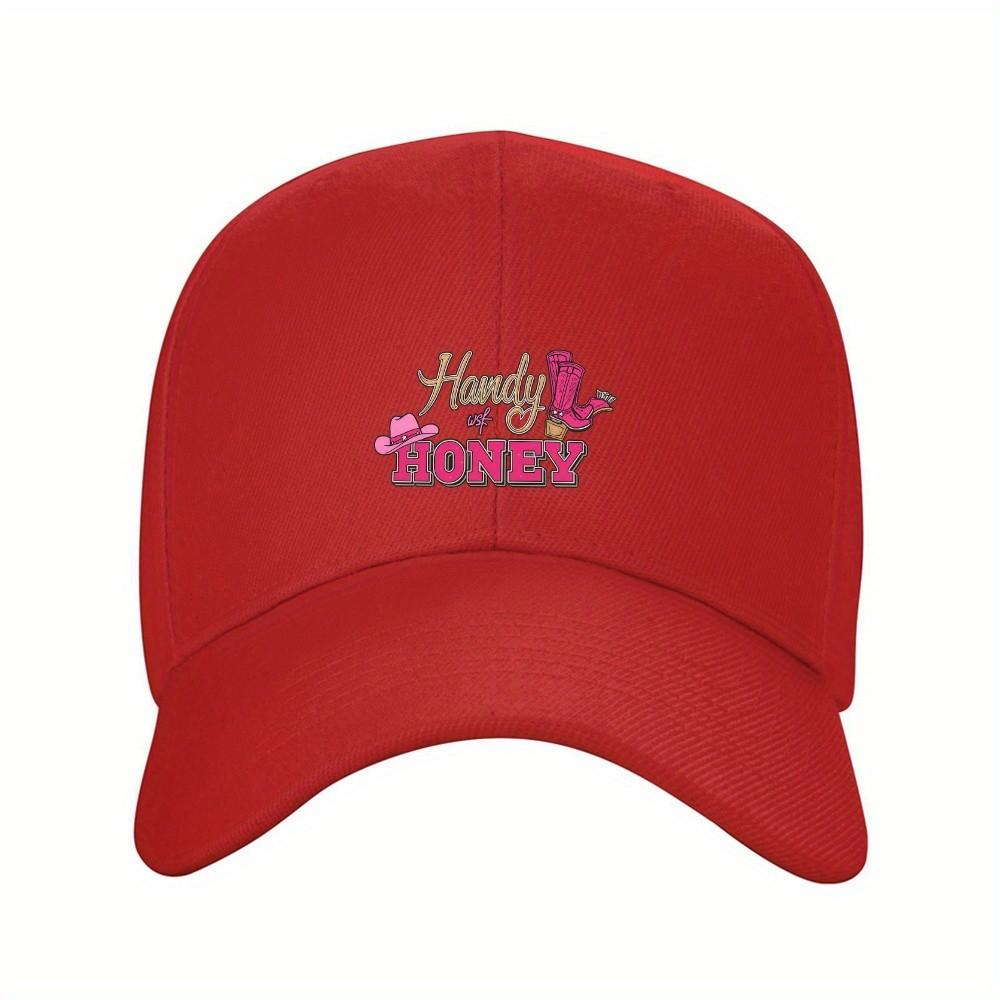 Handy Honey Graphic Baseball Cap Adjustable Polyester Curved Brim Cowboy Style Hat for Unisex