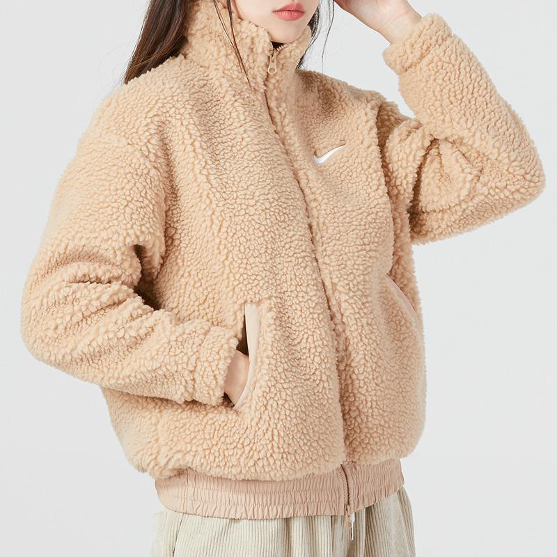 Nike Nsw Swsh Плюшевая куртка с воротником-стойкой Женская верхняя одежда Желтый DR5629-200