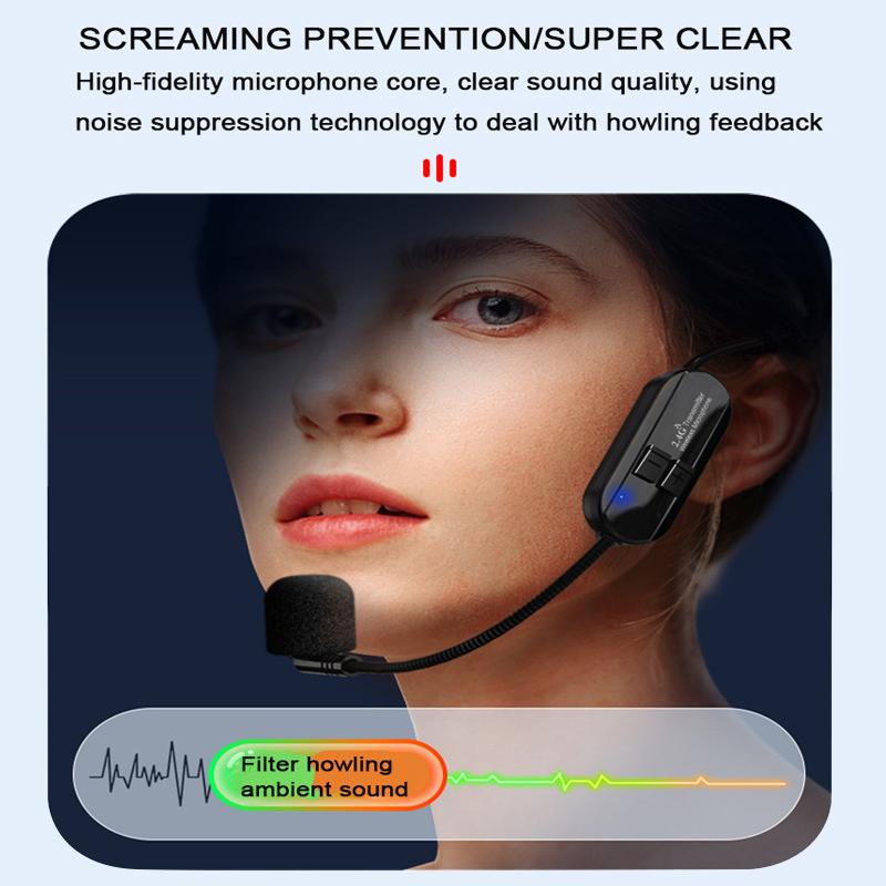2.4G беспроводной микрофон гарнитура микрофон беспроводные наушники для усилителя голоса динамик караоке компьютер обучение встреча пение