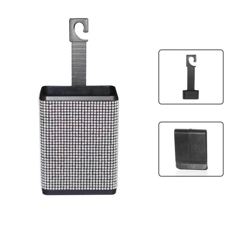 Автомобильный мусорный бак со стразами, контейнеры для хранения, пластиковый цветной ящик для хранения с алмазной спинкой, захват для мусора, подвесные аксессуары для автомобиля