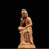 Maitreya Bodhisattva Figurine, Carved from Cypress Wood, Natural Wood Color, Half-Legated Pensive Buddha Statue (Size: 12cm)