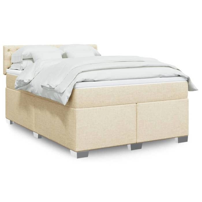 Maison Exclusive - Sommier à lattes de lit avec matelas Crème 140x200 cm Tissu