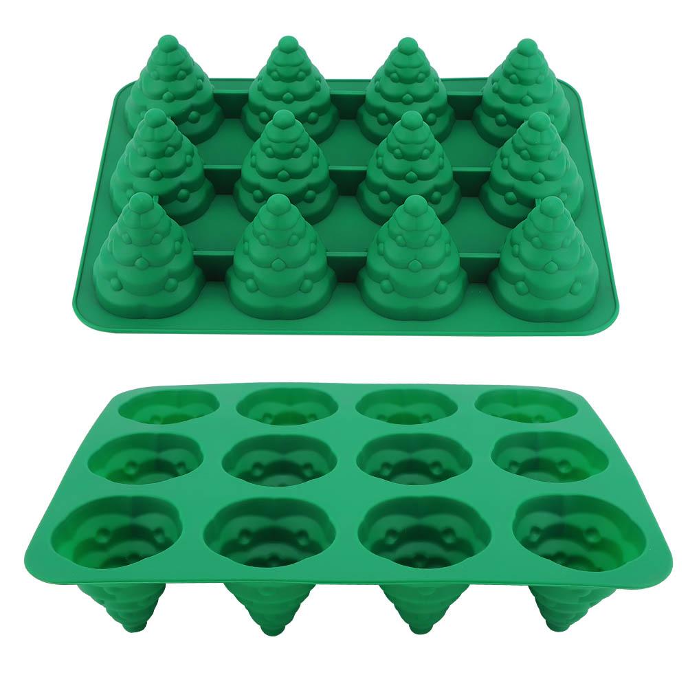 12 Hole Christmas Tree Silicone Mold Cake Mould for Mousse Chocolate Muffin Baking Tool