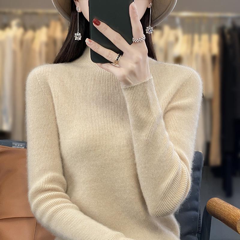 INDFS Женская мода Повседневный Осень Зима Однотонный Принт Длинный Рукав Полуводолазка Свитера