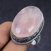 Natural Rose Quartz Gemstone 925 Sterling Silver Jewelry Ring Size 8.5 A3n82