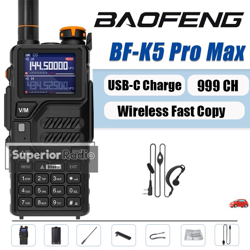 Baofeng BF-K5 Pro Max Walkie Talkie High Capacity Multi-Band AM FM Noise Reduction NOAA Long Range 999 Channels BF-K5 Plus Radio