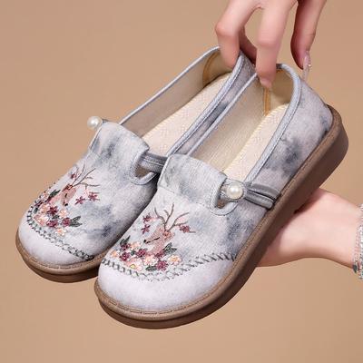 Женская обувь мягкая подошва не устают ноги, летние новые тканевые туфли женские туфли для мамы вышитые туфли обувь для ханьфу
