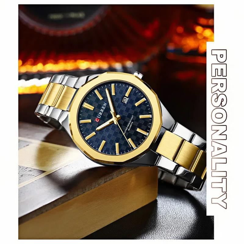 Мужские кварцевые часы из нержавеющей стали с календарем, водонепроницаемые, светящиеся, персонализированные, деловые, повседневные, праздничные, мужские часы
