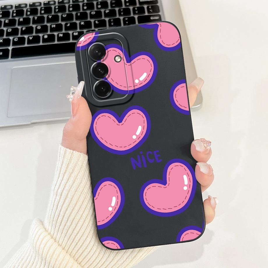 Чехол для телефона Samsung Galaxy A56 A36 A26 5G, мягкий матовый чехол из жидкого силикона, задняя крышка, рисунок 'Любовь Сердце', 'Цветочный Девичий', Fundas