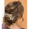 JEAIRTS Leaf Wedding Hair Comb Rhinestone Bridal Headpiece Opal Bridal Crystal Hair Accessories for Women(1-Gold)