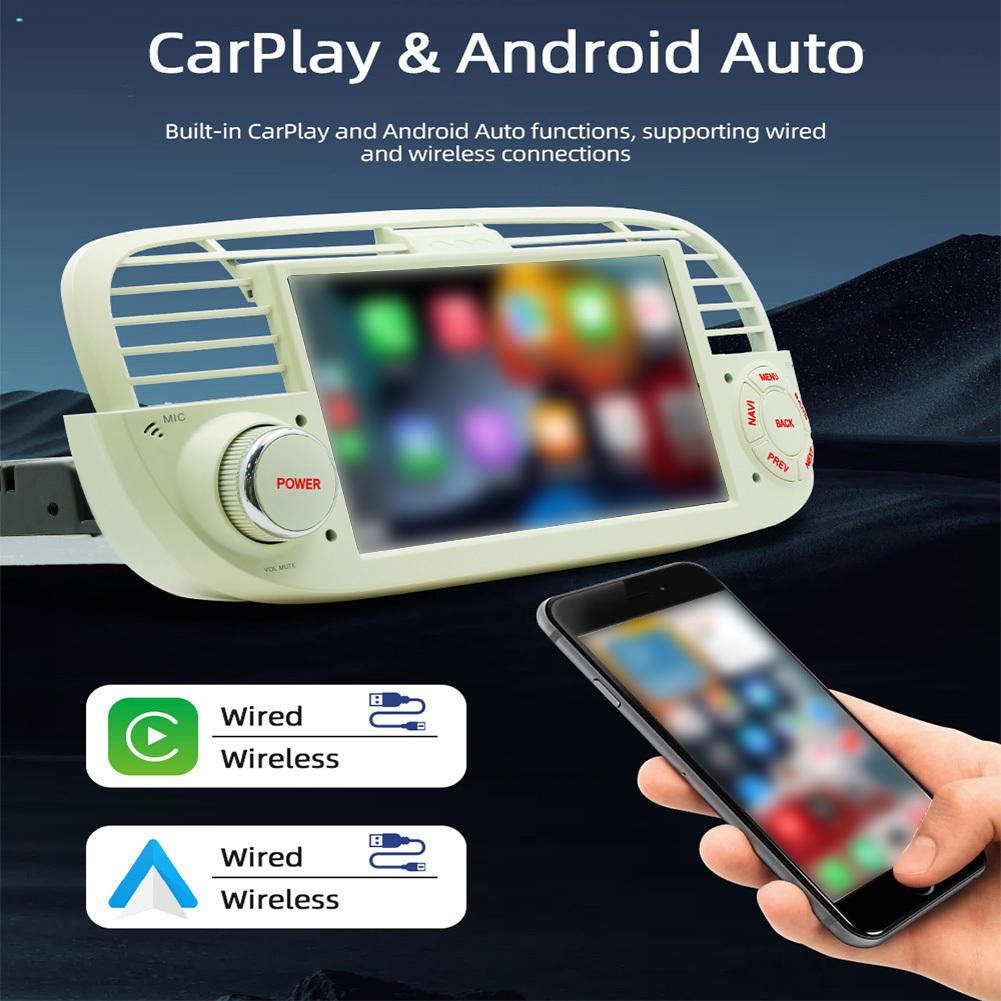 Автомобильный стерео GPS-навигатор с дисплеем, совместимый с системой взаимодействия с автомобилем Ios и Android Auto, совместимый с Fiat 500 2010-2015
