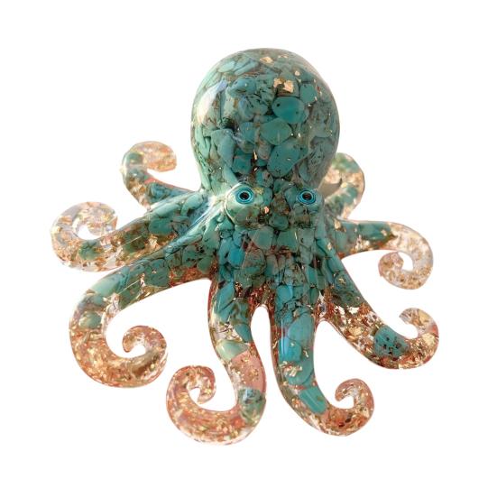 Эпоксидная фигурка осьминога из искусственного хрусталя, исцеляющий натуральный камень, статуэтка осьминога, морское животное, украшение для рабочего стола