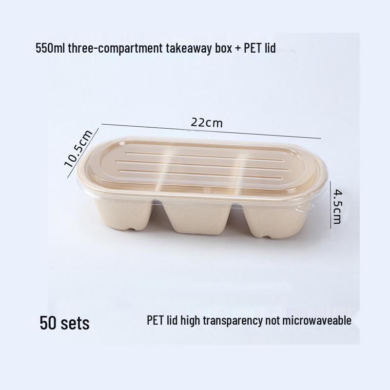 Eco-friendly Three-Compartment Disposable Bento Box – Microwaveable Paper Lunch Container for Salads and Light Meals