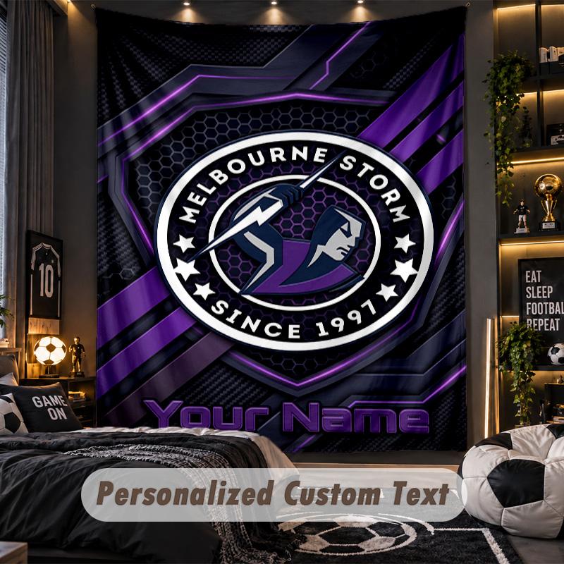 TapestryMelbourne Storm Custom Name Text Personalized Wall Hanging Tapestry Home Wall Decor