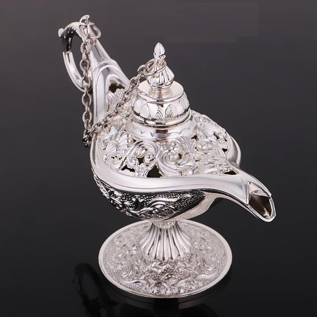 Alloy Classic Vintage Collectible Rare Legend Magic Genie Alladin Chirag Lamp for Home Office Table Housewarming Decoration