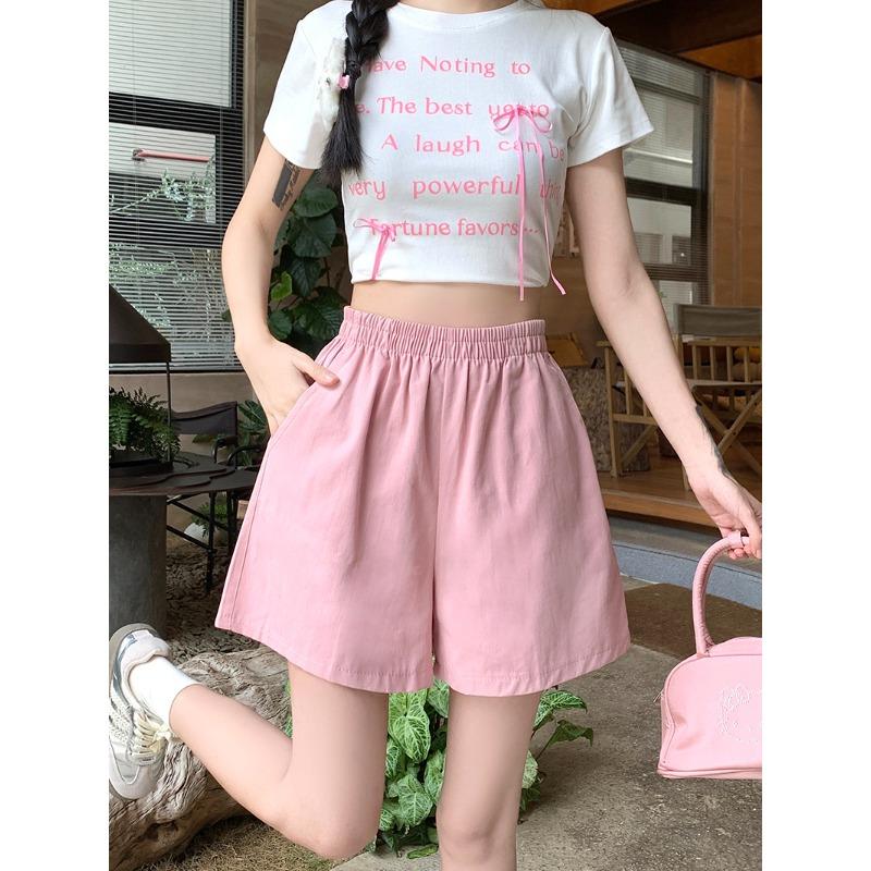 Large Size Elastic Waist Small Work Shorts for Women New Summer Fat Mm Wide-leg Pants Casual and Versatile