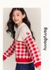 Girls' cardigan red sweater girls' autumn and winter new item West Highland puppy children's medium thick knitted sweater jacket