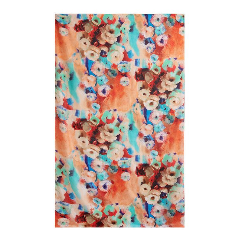 Spring  100% Mulberry Silk Scarf Women's Thin Shawl Silk Oil Painting Retro Plain Crepe Satin Premium Long Scarf