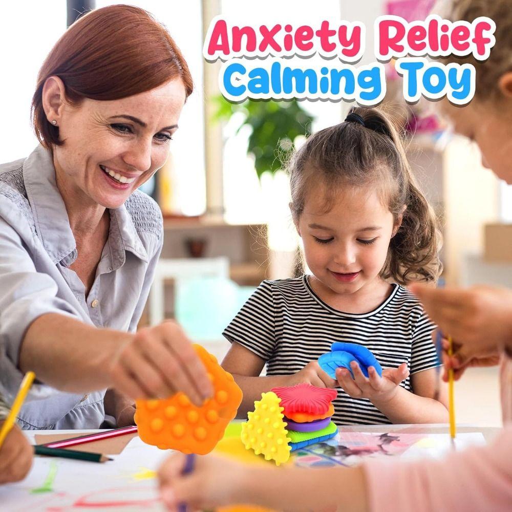 Textured Soft Worry Stone Fidget Toy Silicone Silicone Suction Cup Toy  Christmas Gift