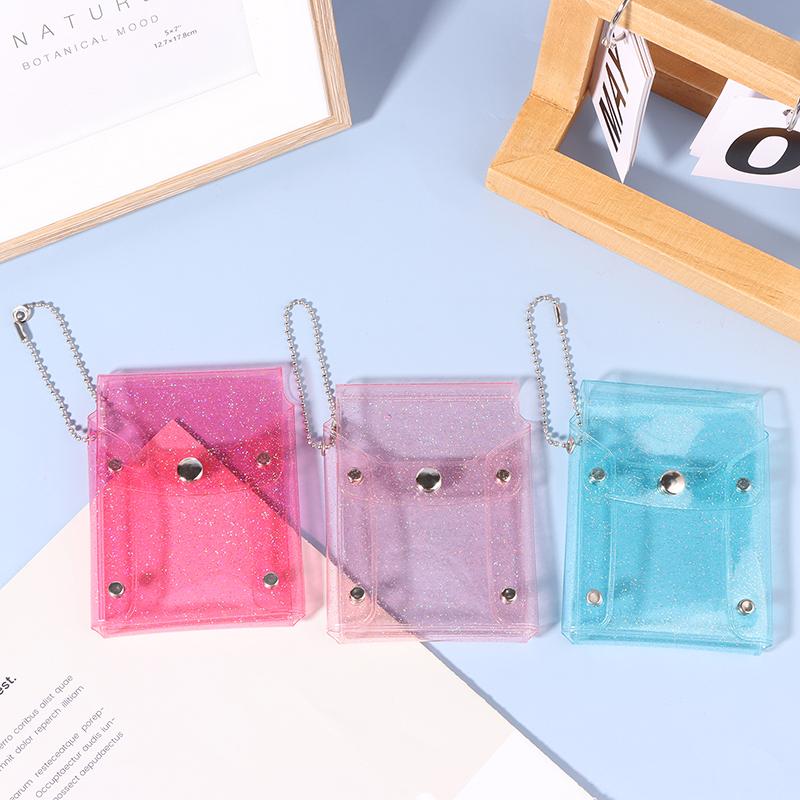 Мини-косметичка, симпатичная прозрачная косметичка с блестками, розовый брелок для ключей, косметичка-футляр