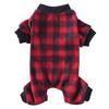 Plaid Four-Legged Polyester Pet Pajamas Soft Fleece Onesie for Small Medium Dogs Cozy Winter Sleepwear Ribbed Cuffs Classic Red