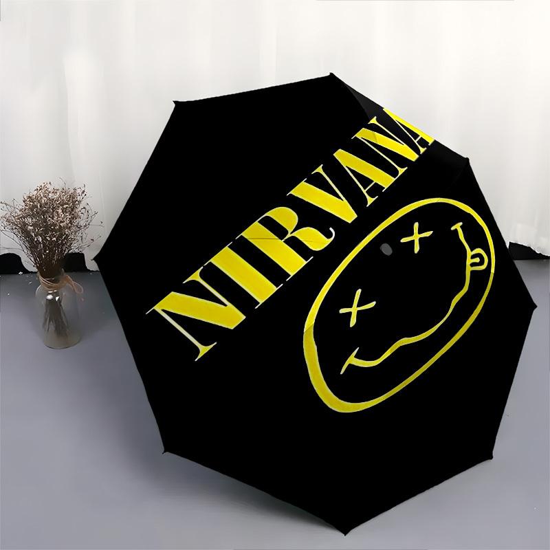 1 шт. Зонт Nirvana Smiley с автоматическим открытием/закрытием, ветрозащитный купол, кнопка автоматического открытия/закрытия 10214