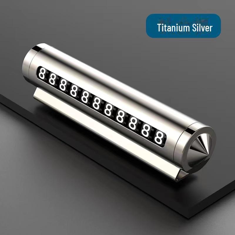 Знак парковки автомобиля из авиационного сплава и молоток безопасности с табличкой с номером телефона