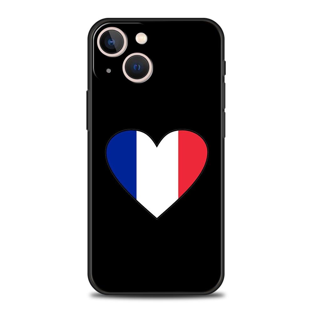 Роскошный чехол для телефона Apple iPhone 11 15 14 Pro MAX 12 13 7 8 Plus X XR XS MAX SE Силиконовый Черный Чехол Funda Флаг Франции
