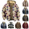Men's Personalized Casual Printing Long Sleeve Zipper Sweater Thick Cotton Suit Winter